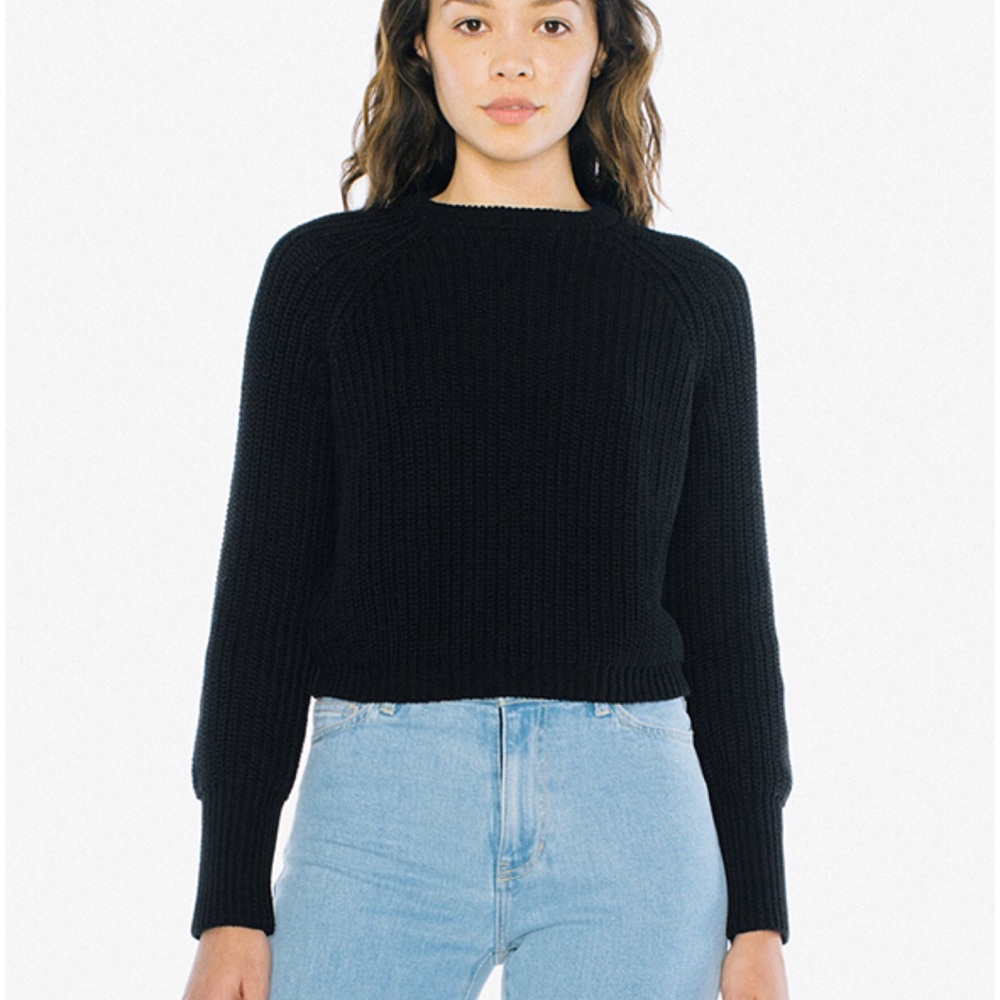 Black American Apparel Fisherman Crop Sweater
